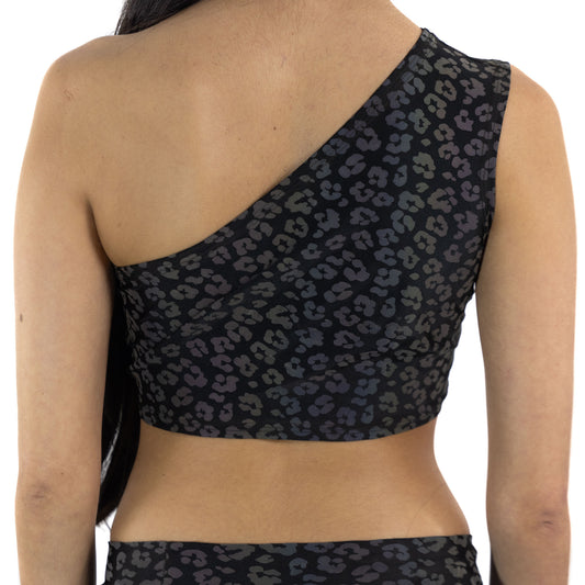 Reflective Rainbow Kitten One Shoulder Top