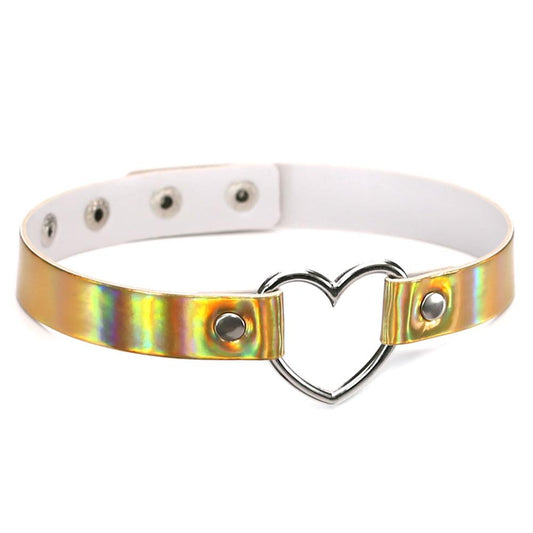 Metallic Choker w/ Silver Heart