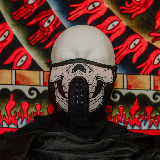 Pink Skeleton Rave Mask in light