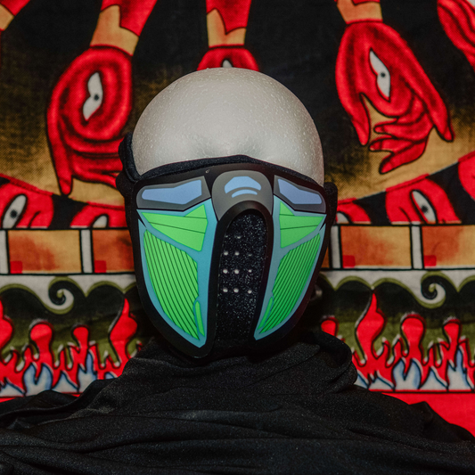 Lime Green/Blue Rave Mask in Light