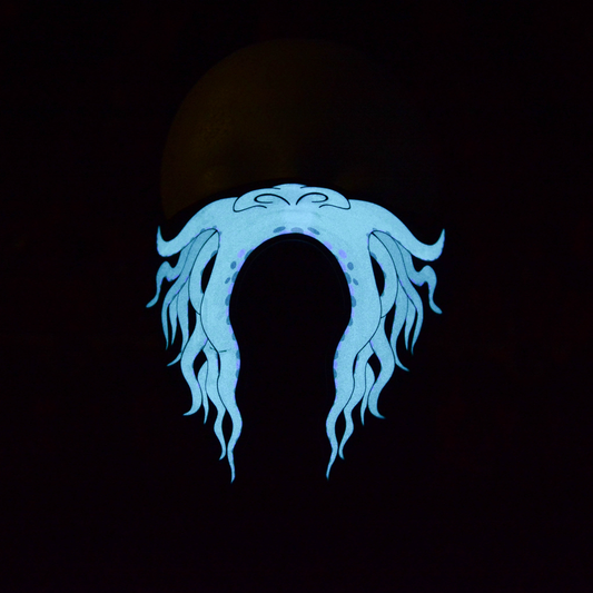 Green Dragon Rave Mask in the dark