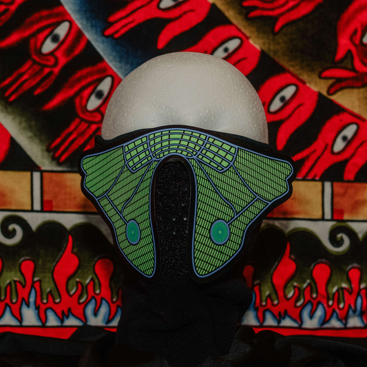 Green/Blue Rave Mask in the light