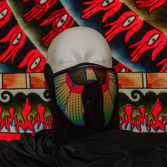 Green/Yellow/Red Rave Mask in light