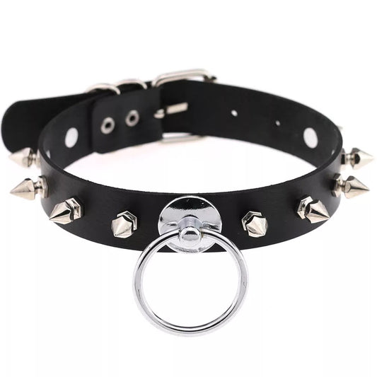 Punk studded choker with O-ring