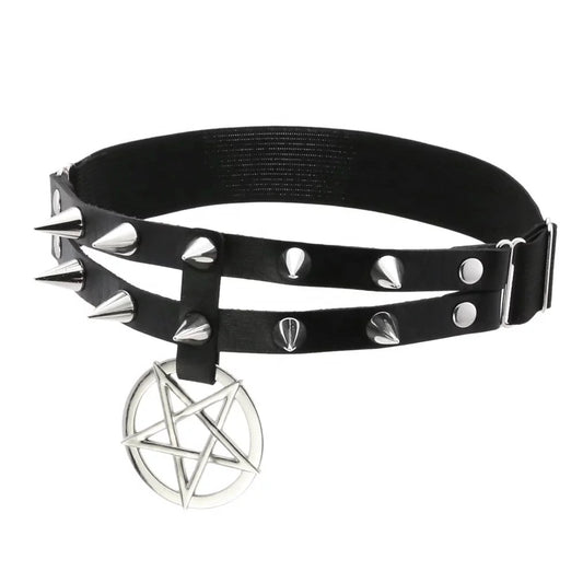 Double Row Leather Star Pendant Garter