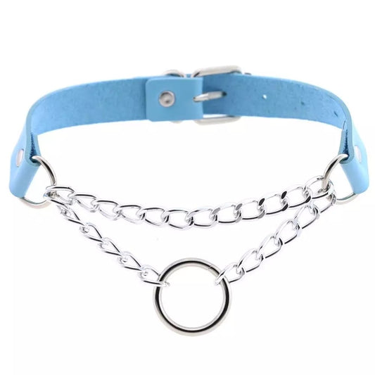 Blue Leather Choker
