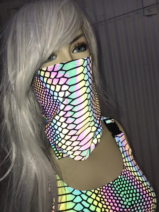 SLITHER | REFLECTIVE | Dust Mask, Rave Mask, Festival Mask, Gaiter