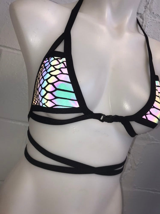 SLITHER | Reflective Cage Top, Women's Festival Top, Rave Top