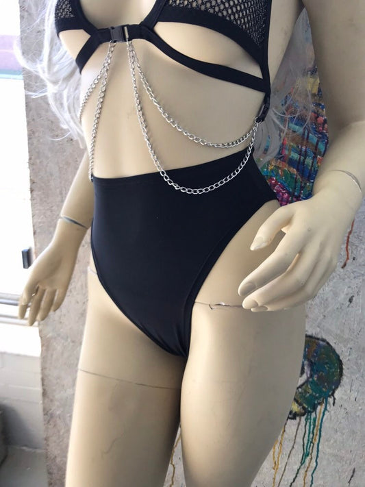 BLACK | High Waisted High Cut Bottoms, Festival Bottoms, Rave Bottoms, Black Rave Outfit