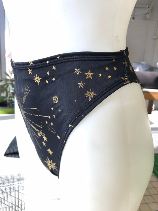 GOLD GODDESS VIBES | High Waisted High Cut Bottoms, Festival Bottoms, Rave Bottoms, Black Rave Outfit