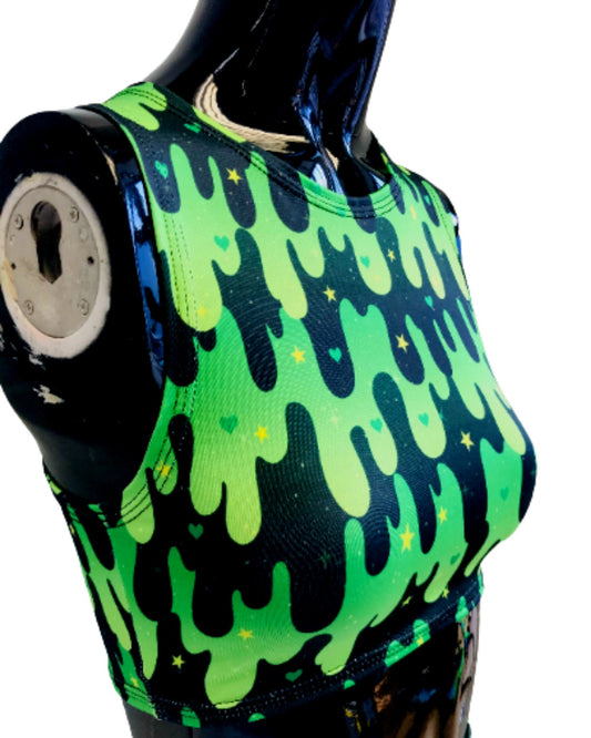 GREEN SLIME | Sporty Crop Top, Women's Festival Top, Rave Top