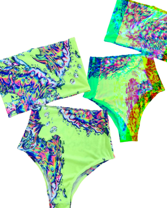 ACID SLAP | Tube Top + High Waisted Bottoms + Mask, Women's Festival Outfit, Rave Set