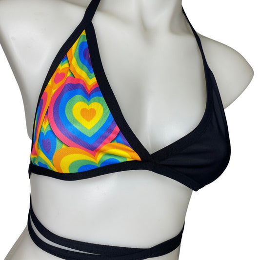 POSITIVE VIBRATIONS | Mismatch Triangle Top, Women's Festival Top, Rave Top