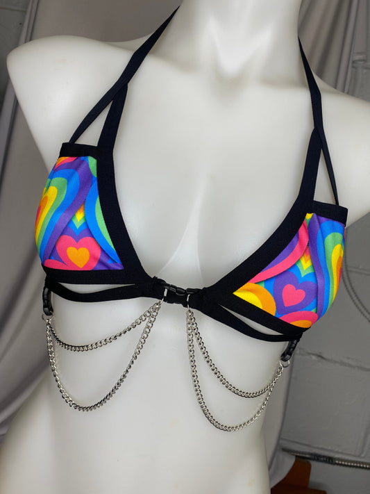 POSITIVE VIBRATIONS | Chain Cage Top, Festival Top, Rave Top with Chains