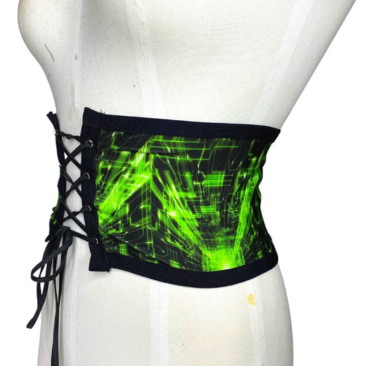 CYBER GRID | Lace Up Corset, Ravewear, Festival Accessories