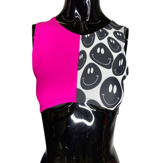PINK and BLACK | Underboob Sporty Crop Top, Women's Festival Top, Rave Top