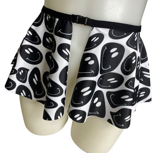Black White | Ultra Mini Buckle Skirt, Rave Skirt, Festival Bottom