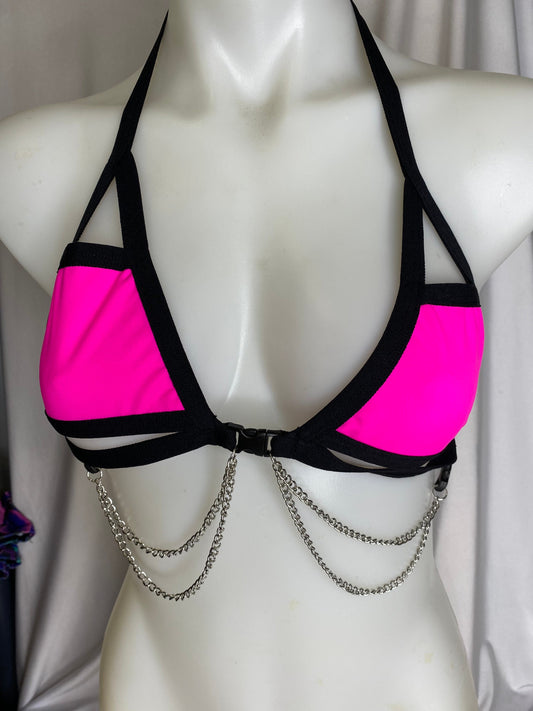 PINK BASIC B*TCH | Chain Cage Top, Festival Top, Rave Top with Chains