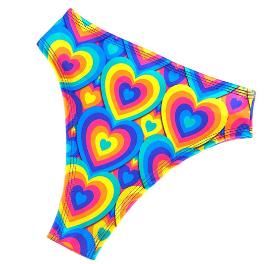 POSITIVE VIBRATIONS | High Waisted High Cut Bottoms, Festival Bottoms, Rave Bottoms, Rainbow Rave Outfit