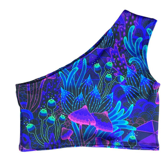 DAZED MUSHROOM | One Shoulder Top, Women's Festival Top, Rave Top