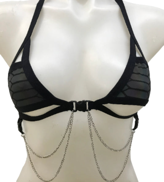 SLITHER | REFLECTIVE | Chain Cage Top, Festival Top, Rave Top with Chains