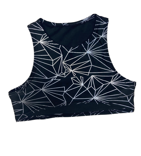 REFRACTION | REFLECTIVE | Underboob Sporty Crop Top, Women's Festival Top, Rave Top
