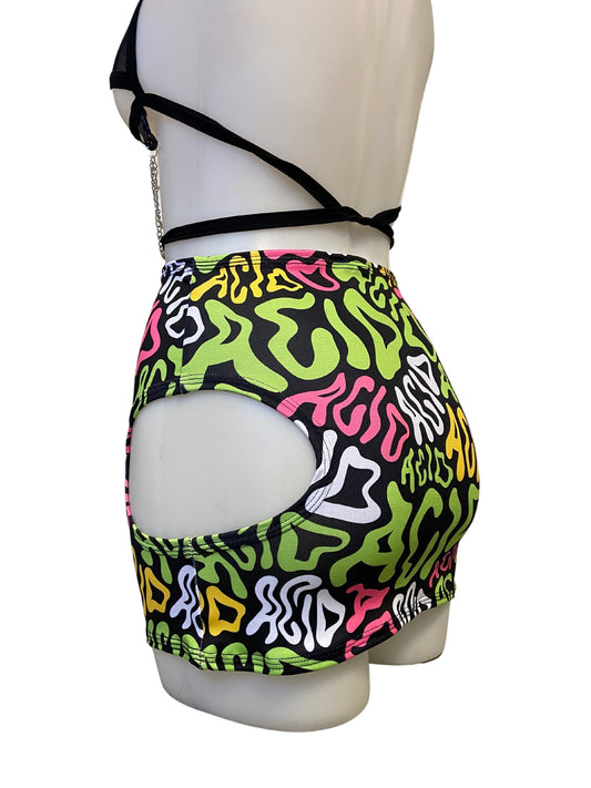 ACID | Cut-Out Bodycon Mini Skirt, Rave Skirt, Festival Bottom