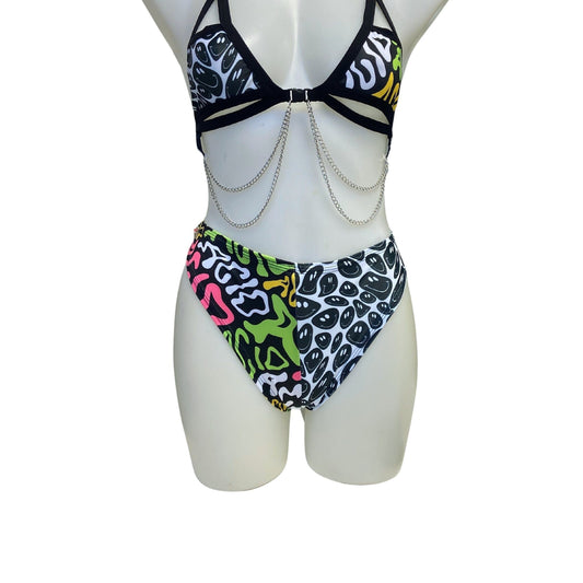 ACID | Split High Waisted High Cut Bottoms, Festival Bottoms, Rave Bottoms, Black Rave Outfit