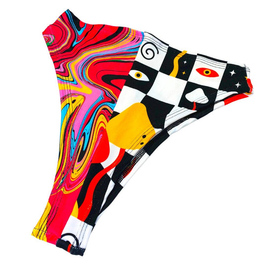 MIDNIGHT SWIRL | Split High Waisted High Cut Bottoms, Festival Bottoms, Rave Bottoms, Black Rave Outfit