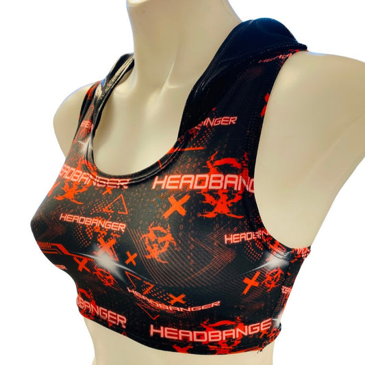 HEADBANGER | Crop Top with Hood Women's Festival Top, Rave Top