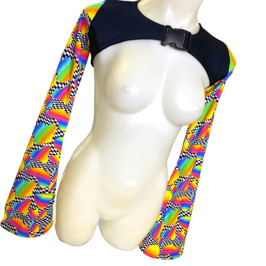 RETRO RAVE | Long Bell Sleeve Buckle Top, Women's Festival Top, Rave Top