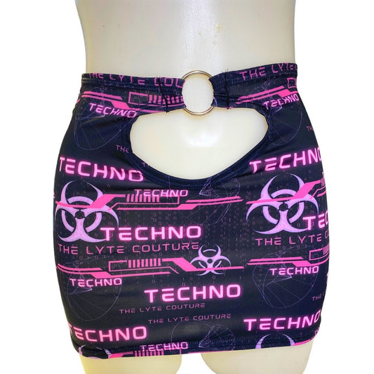 PINK TECHNO | Cut-Out Bodycon Mini Skirt, Rave Skirt, Festival Bottom