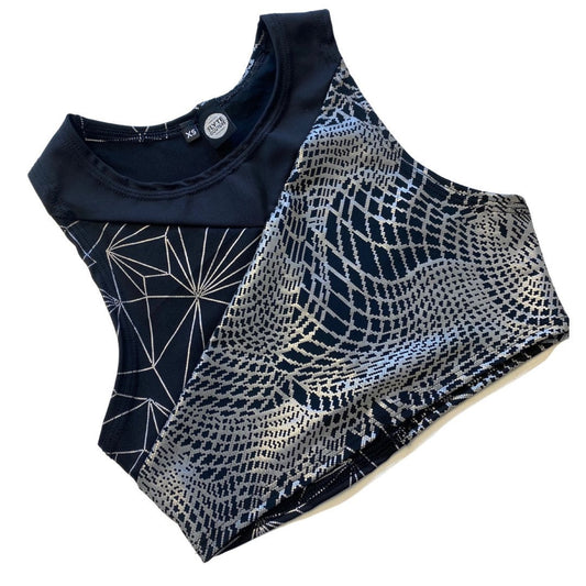 TRI COLOR| Reflective + Black | Ready To Ship | Limited Edition Sporty Crop Top, Women's Festival Top, Rave Top