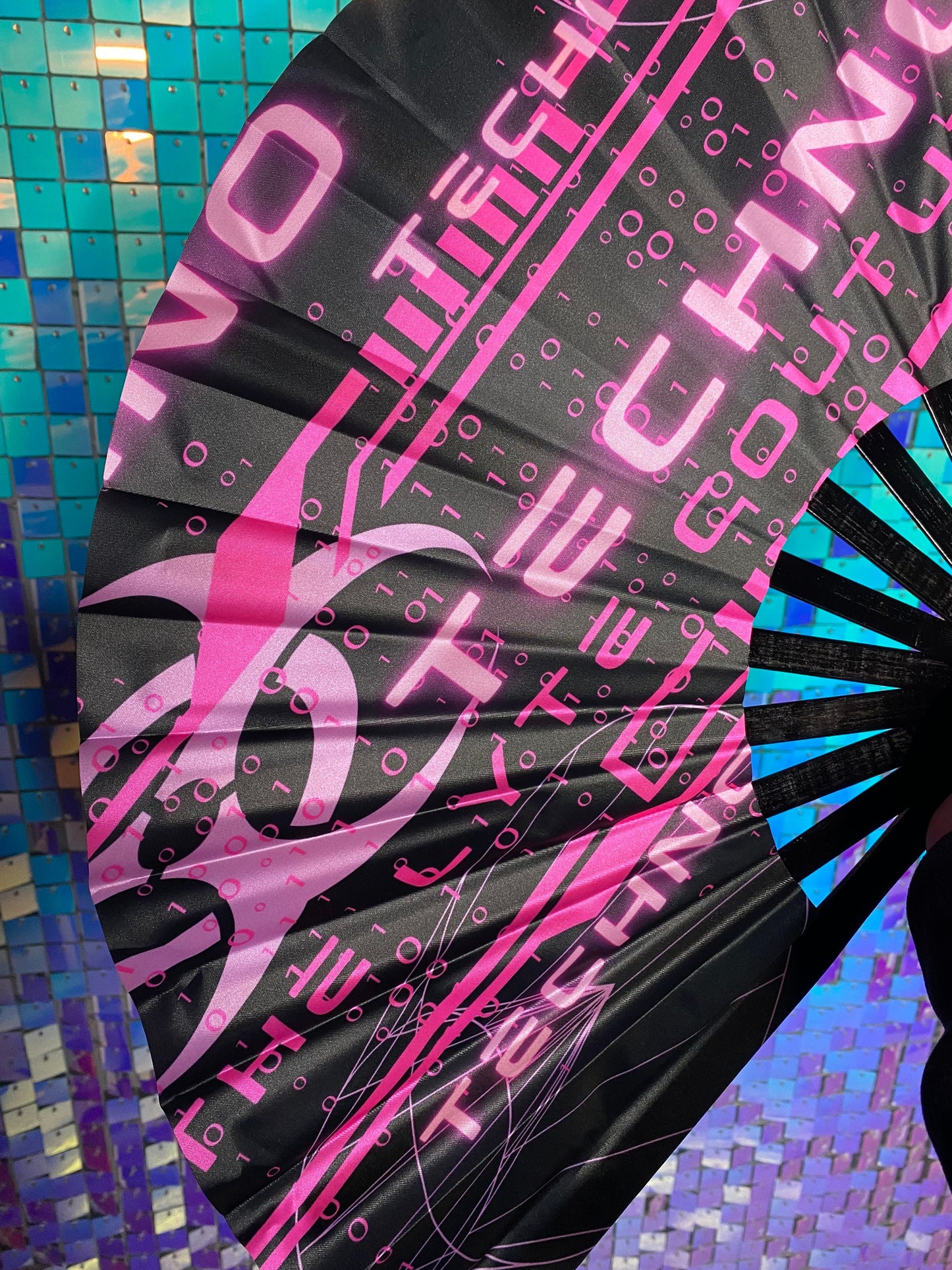 PINK TECHNO | Hand Fan, Rave Accessories, Festival Fan