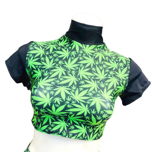 PUFF PUFF | Underboob Mock Neck Crop Top, Women's Festival Top, Rave Top 420