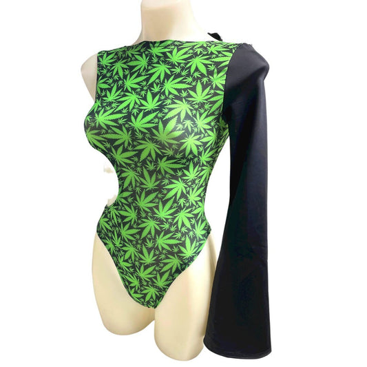 PUFF PUFF | Aria Cut-Out One Shoulder Bell Sleeve Bodysuit 420