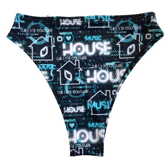 HOUSE MUSIC | High Waisted High Cut Bottoms, Festival Bottoms, Rave Bottoms, Black Rave Outfit