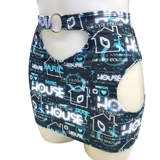 HOUSE MUSIC | Cut-Out Bodycon Mini Skirt, Rave Skirt, Festival Bottom
