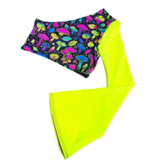 ELECTRIC MUSHROOM | One Shoulder Bell Sleeve Top, Women's Festival Top, Rave Top