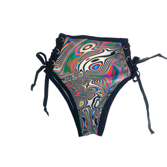 LUCID DREAMS | High Waisted High Cut Side Tie Bottoms, Festival Bottoms, Rave Bottoms, Black Rave Outfit