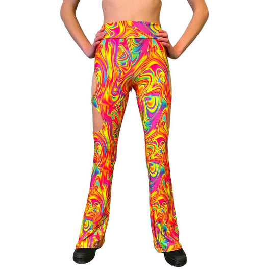 ALL The GLOW | Cut Out Flare Bell Bottom Pants, Festival Bottoms, Rave Pants, Yoga Pants