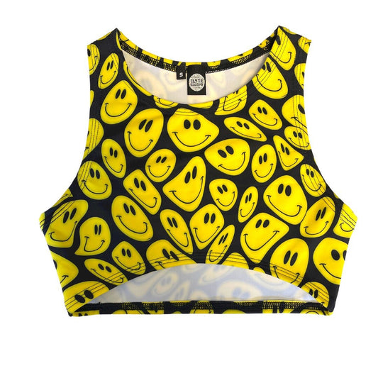 YELLOW HAPPY | Underboob Sporty Crop Top, Women's Festival Top, Rave Top