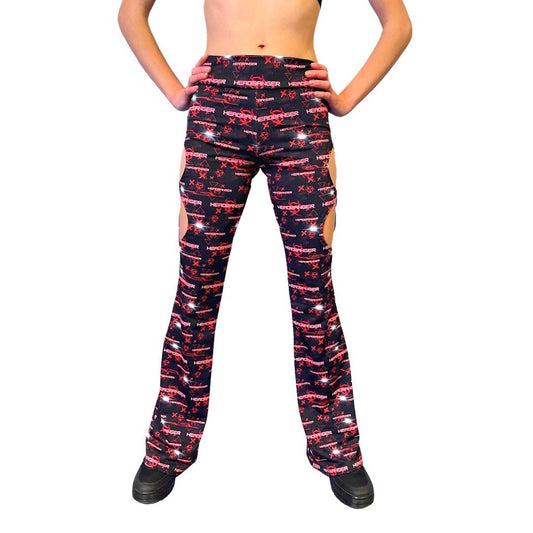 HEADBANGER | Cut Out Flare Bell Bottom Pants, Festival Bottoms, Rave Pants, Yoga Pants