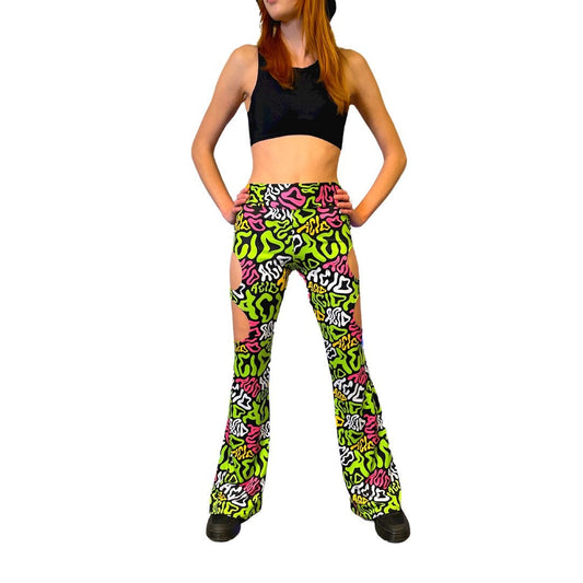 ACID | Cut Out Flare Bell Bottom Pants, Festival Bottoms, Rave Pants, Yoga Pants