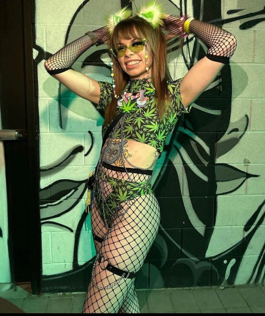 PUFF PUFF | High Waisted High Cut Chain Bottoms wit cut out, Festival Bottoms, Rave Bottoms, 420 Rave Outfit