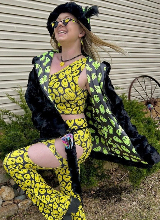 YELLOW Happy | Cut Out Flare Bell Bottom Pants, Festival Bottoms, Rave Pants, Yoga Pants