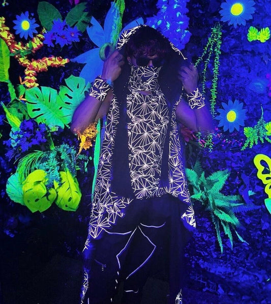 REFRACTION | Unisex Hooded Cloak | Wookie Cloak, Rave cloak, festival cloak, reflective rave outfit