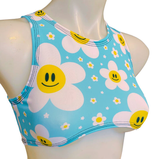 HAPPY DAISY | Underboob Sporty Crop Top, Women's Festival Top, Rave Top | Ready To Ship