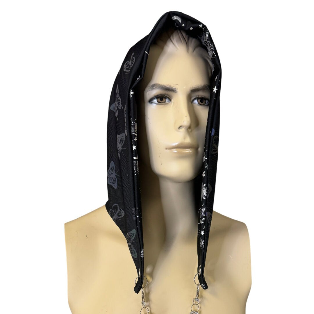 REFLECTIVE HOOD | Reflective Butterfly/ Moon and Stars | Reversible Hood With Chain