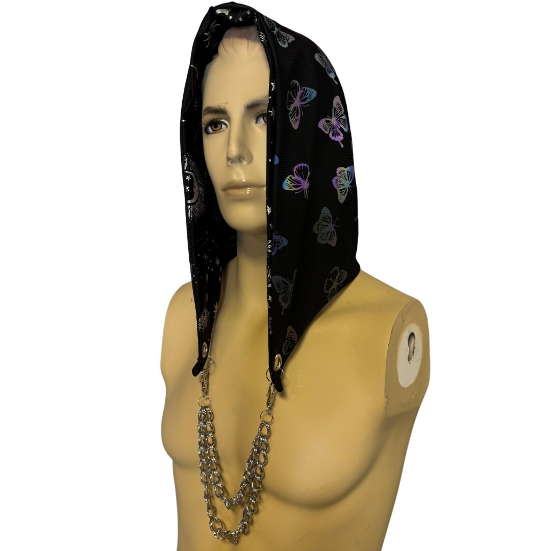 REFLECTIVE HOOD | Reflective Butterfly/ Moon and Stars | Reversible Hood With Chain
